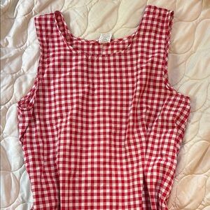 Red Gingham Sleeveless midi dress
